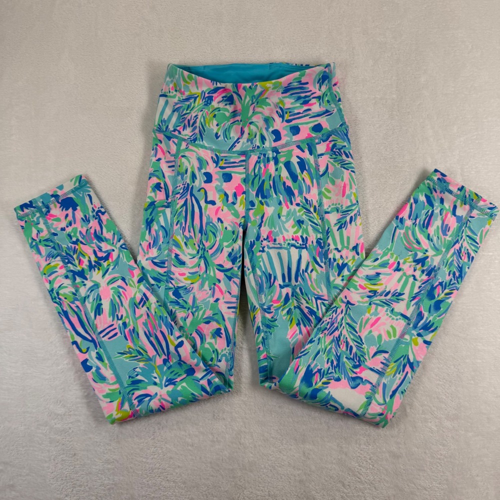 Lilly Pulitzer Luxletic High Rise Leggings XXS Multi Color Floral Pockets 002143